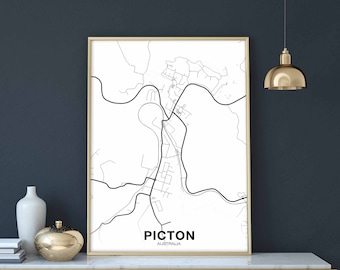 PICTON Australia map poster Hometown City Print Modern Home Decor Office Decoration Wall Art Dorm Bedroom Gift