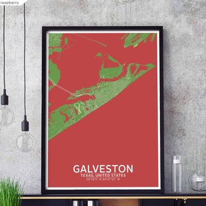 GALVESTON Texas USA Karte Plakat schwarz weiß Wand Dekor Design modern skandinavisch minimalistisch nordisch Einweihungsparty Reise Schlafzimmer