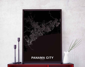 PANAMA CITY Panama map poster black white Hometown City Print Modern Home Decor Office Decoration Wall Art Dorm Bedroom Gift