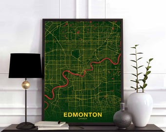 EDMONTON Canada map poster color Hometown City Print Modern Home Decor Office Decoration Wall Art Dorm Bedroom Gift