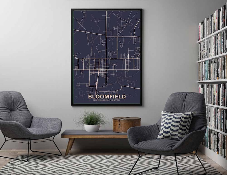 BLOOMFIELD New Mexico NM Us Map Poster Color Hometown City Etsy