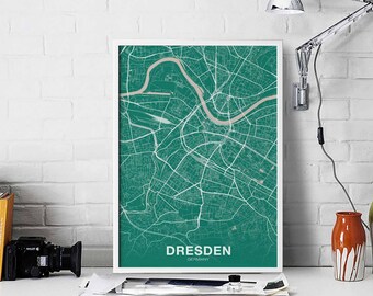 DRESDEN Germany map poster color Hometown City Print Modern Home Decor Office Decoration Wall Art Dorm Bedroom Gift