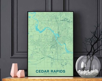 CEDAR RAPIDS Iowa IA usa poster color Hometown City Print Modern Home Decor Office Decoration Wall Art Dorm Bedroom Gift