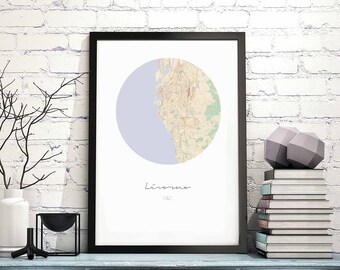 LIVORNO Italy map poster wall decor design modern minimal nordic travel bedroom home art vintage retro dorm nursery housewarming