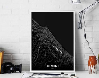 RIMINI Italy map poster black white Hometown City Print Modern Home Decor Office Decoration Wall Art Dorm Bedroom Gift