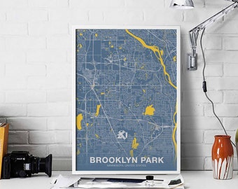 BROOKLYN PARK Minnesota MN usa poster color Hometown City Print Modern Home Decor Office Decoration Wall Art Dorm Bedroom Gift