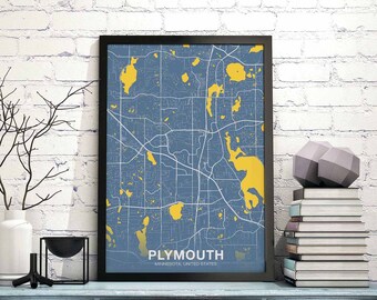 PLYMOUTH Minnesota MN USA poster color Hometown City Print Modern Home Decor Office Decoration Wall Art Dorm Bedroom Gift