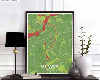 OTTAWA Canada map poster black white wall decor design modern scandinavian minimal nordic housewarming travel bedroom