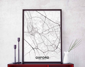 OXFORD Great Britain UK map poster Hometown City Print Modern Home Decor Office Decoration Wall Art Dorm Bedroom Gift