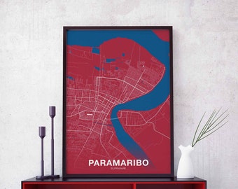 PARAMARIBO Suriname poster color Hometown City Print Modern Home Decor Office Decoration Wall Art Dorm Bedroom Gift