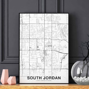 Póster de mapa de SOUTH JORDAN Utah, ciudad natal, impresión, decoración moderna para el hogar, decoración de la oficina, arte de pared, dormitorio, regalo