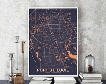 PORT ST. LUCIE Florida fl usa poster color Hometown City Print Modern Home Decor Office Decoration Wall Art Dorm Bedroom Gift