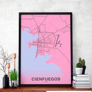 CIENFUEGOS Cuba poster color Hometown City Print Modern Home Decor Office Decoration Wall Art Dorm Bedroom Gift