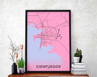 CIENFUEGOS Cuba poster color Hometown City Print Modern Home Decor Office Decoration Wall Art Dorm Bedroom Gift