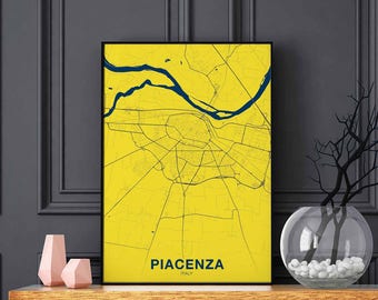 PIACENZA Italy map poster color Hometown City Print Modern Home Decor Office Decoration Wall Art Dorm Bedroom Gift