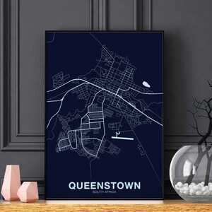 Póster de QUEENSTOWN, Sudáfrica, ciudad natal, impresión en color, decoración moderna para el hogar, decoración de la oficina, arte de pared, dormitorio, regalo