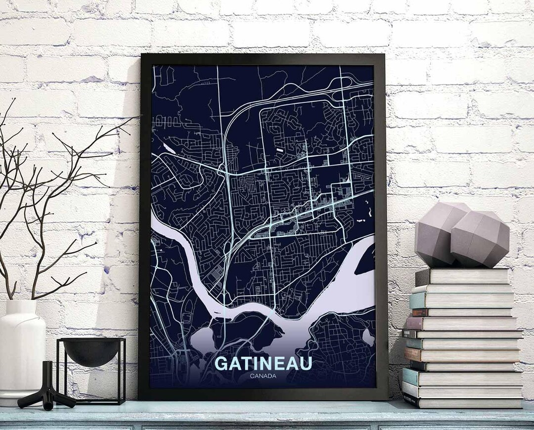 GATINEAU Canada Map Poster Color Hometown City Print Modern Etsy