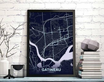 GATINEAU Canada map poster color Hometown City Print Modern Home Decor Office Decoration Wall Art Dorm Bedroom Gift