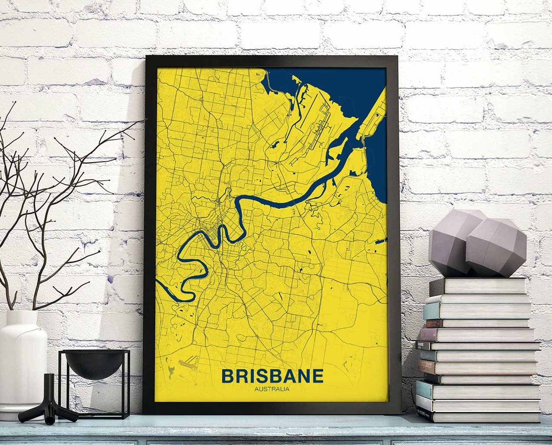 BRISBANE Australia Map Poster Color Hometown City Print Modern Etsy