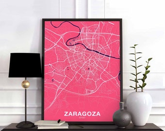 ZARAGOZA Spain map poster color Hometown City Print Modern Home Decor Office Decoration Wall Art Dorm Bedroom Gift