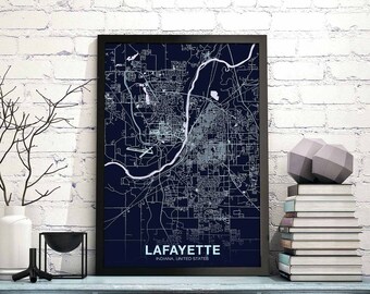 LAFAYETTE Indiana IN USA poster color Hometown City Print Modern Home Decor Office Decoration Wall Art Dorm Bedroom Gift