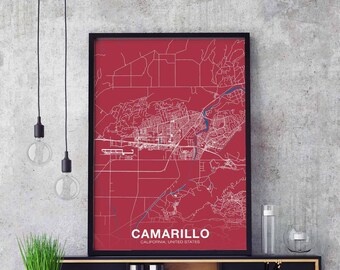 CAMARILLO California CA USA poster color Hometown City Print Modern Home Decor Office Decoration Wall Art Dorm Bedroom Gift