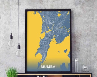 MUMBAI India poster color Hometown City Print Modern Home Decor Office Decoration Wall Art Dorm Bedroom Gift