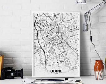 UDINE Italy map poster Hometown City Print Modern Home Decor Office Decoration Wall Art Dorm Bedroom Gift