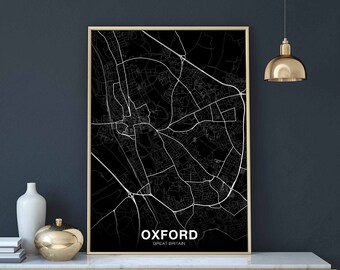 OXFORD Great Britain UK map poster Hometown City Print Modern Home Decor Office Decoration Wall Art Dorm Bedroom Gift