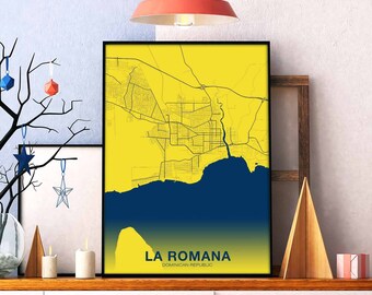 LA ROMANA Dominican Republic map poster color Hometown City Print Modern Home Decor Office Decoration Wall Art Dorm Bedroom Gift art