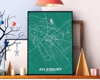 AYLESBURY Great Britain poster color Hometown City Print Modern Home Decor Office Decoration Wall Art Dorm Bedroom Gift
