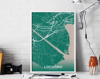 LOCARNO Switzerland poster color Hometown City Print Modern Home Decor Office Decoration Wall Art Dorm Bedroom Gift