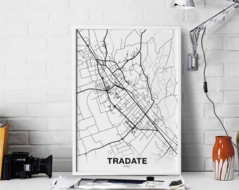 TRADATE Italy map poster black white Hometown City Print Modern Home Decor Office Decoration Wall Art Dorm Bedroom Gift