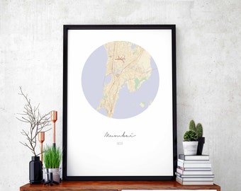 MUMBAI India map poster wall decor design modern minimal nordic travel bedroom home art vintage retro dorm nursery housewarming