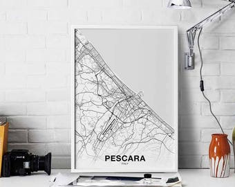 PESCARA Italy map poster Hometown City Print Modern Home Decor Office Decoration Wall Art Dorm Bedroom Gift