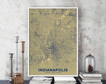 INDIANAPOLIS Indiana IN USA poster color Hometown City Print Modern Home Decor Office Decoration Wall Art Dorm Bedroom Gift