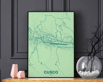 CUSCO Peru map poster color Hometown City Print Modern Home Decor Office Decoration Wall Art Dorm Bedroom Gift