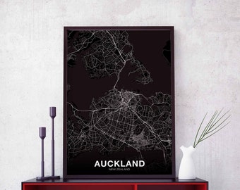 AUCKLAND New Zealand map poster black white Hometown City Print Modern Home Decor Office Decoration Wall Art Dorm Bedroom Gift