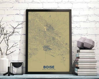 BOISE Idaho ID US map poster color Hometown City Print Modern Home Decor Office Decoration Wall Art Dorm Bedroom Gift