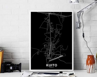 KUITO Angola map poster black white Hometown City Print Modern Home Decor Office Decoration Wall Art Dorm Bedroom Gift