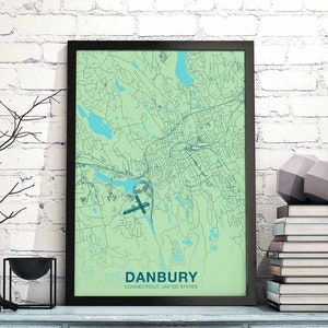 DANBURY Connecticut CT USA poster color Hometown City Print Modern Home Decor Office Decoration Wall Art Dorm Bedroom Gift