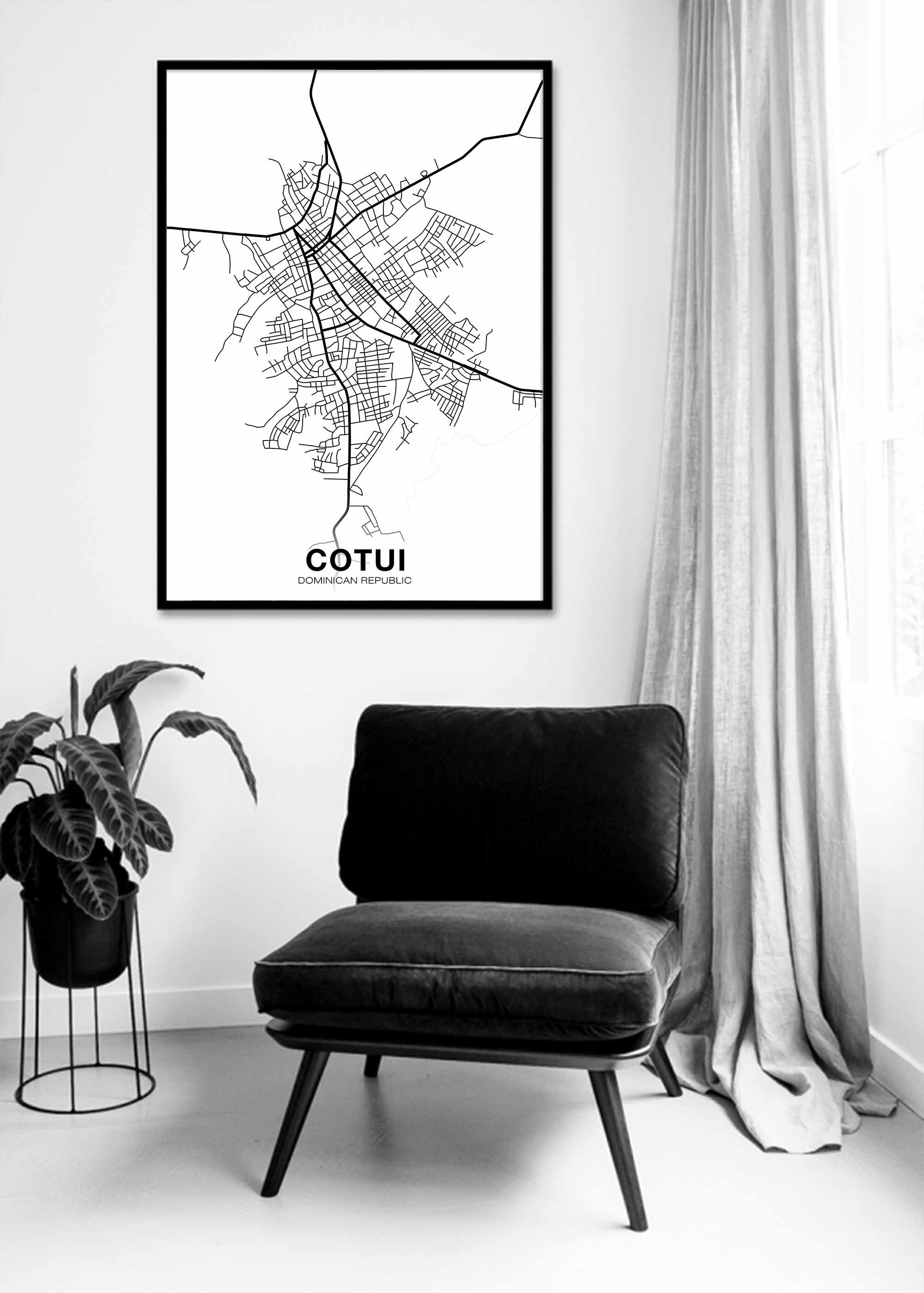 Cotui Dominican Republic Map Cotui Dominican Republic Map Poster Black White Hometown City | Etsy India