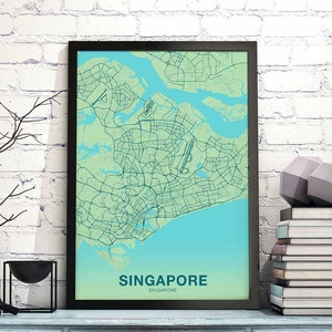 SINGAPOUR singapour carte affiche couleur ville natale ville impression moderne décor à la maison bureau décoration mur art dortoir chambre cadeau