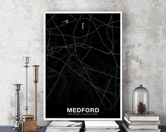 MEDFORD New Jersay NJ USA map poster black white Hometown City Print Modern Home Decor Office Decoration Wall Art Dorm Bedroom Gift
