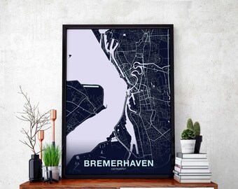 BREMERHAVEN Germany poster color Hometown City Print Modern Home Decor Office Decoration Wall Art Dorm Bedroom Gift