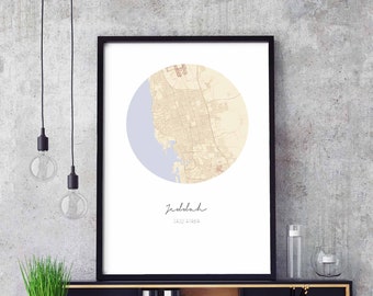 JEDDAH Saudi Arabia map poster wall decor design modern minimal nordic travel bedroom home art vintage retro dorm nursery housewarming