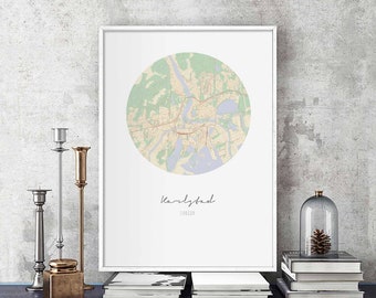 KARLSTAD Sweden map poster wall decor design modern minimal nordic travel bedroom home art vintage retro dorm nursery housewarming