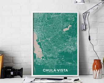 CHULA VISTA California CA usa poster color Hometown City Print Modern Home Decor Office Decoration Wall Art Dorm Bedroom Gift