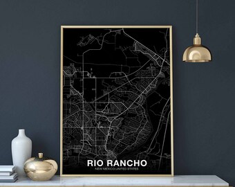 RIO RANCHO New Mexico NM usa map poster black white Hometown City Print Modern Home Decor Office Decoration Wall Art Dorm Bedroom Gift