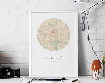 DORTMUND Germany map poster wall decor design modern minimal nordic travel bedroom home art vintage retro dorm nursery housewarming